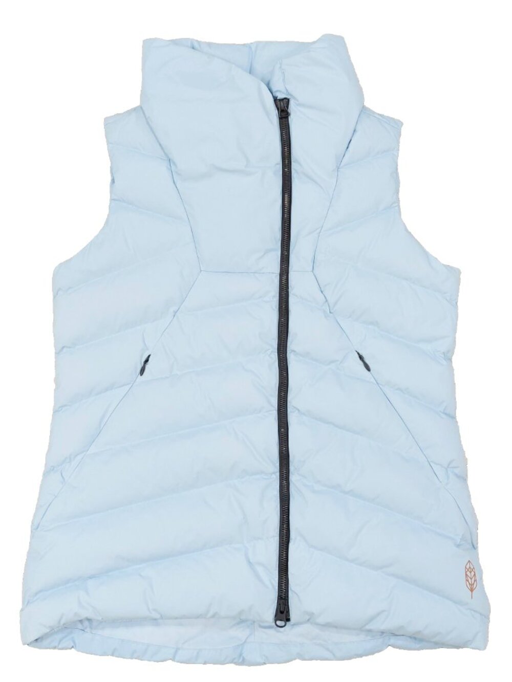 Indygena Papluma II Duck Down Puffer Vest Womens Small, Asymmetrical, Light Blue